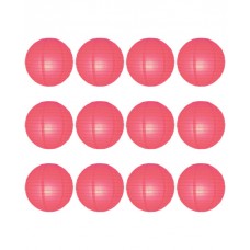 12" Paper Lanterns Round 'Coral' Regular Wire Ribbed - Value Pack (12 PCS).